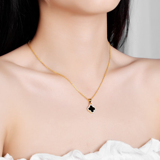 Grosir Kalung Wanita Stainless Steel Berliontin Daun Semanggi - Trendi & Tidak Kusam! - 我的商店