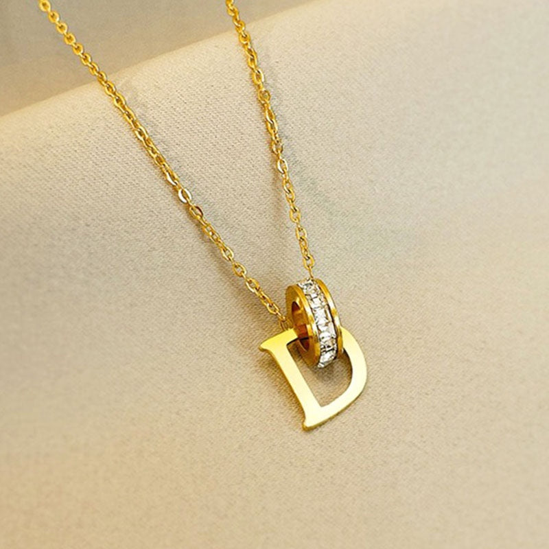 Kalung D Emas Wanita - Perhiasan Stainless Steel Elegan Anti Kusam, Aksesoris Fashion Trendy, Hadiah Spesial, Grosir Harga Terbaik - 我的商店
