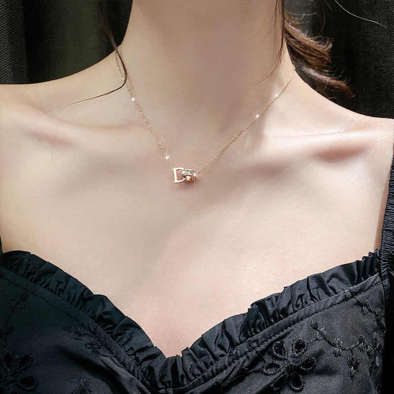 Kalung D Emas Wanita - Perhiasan Stainless Steel Elegan Anti Kusam, Aksesoris Fashion Trendy, Hadiah Spesial, Grosir Harga Terbaik - 我的商店