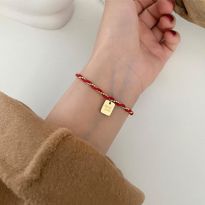 Gelang Pembawa Keberuntungan Wanita - Rantai Emas Stainless Steel Anti Kusam - 我的商店