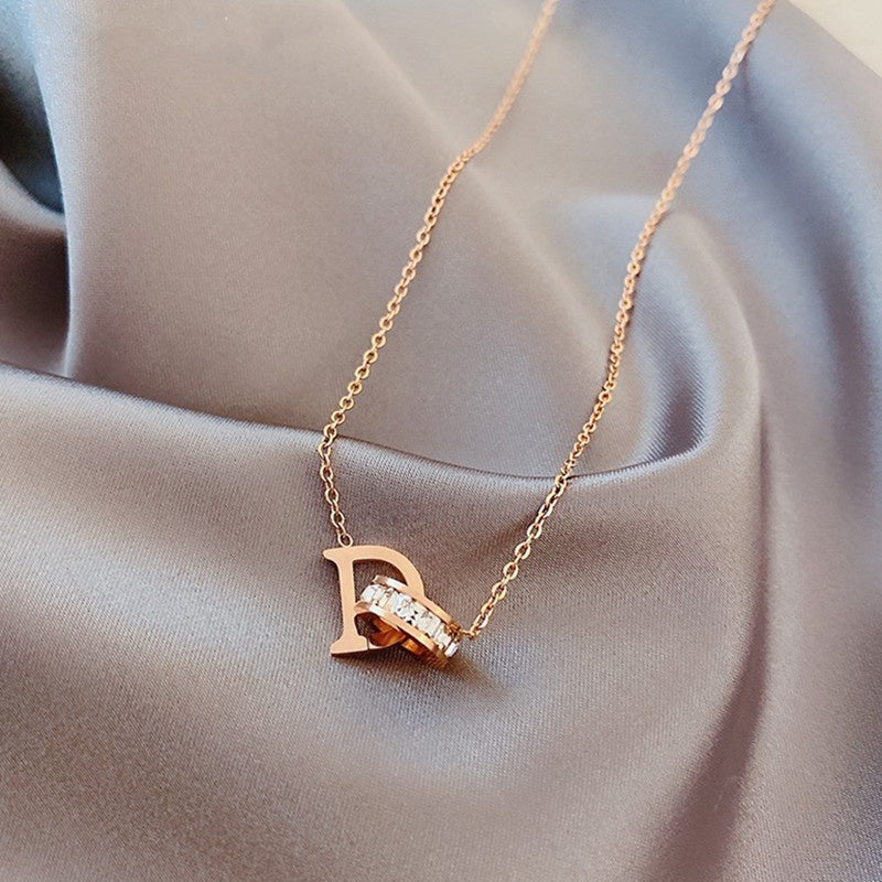 Kalung D Emas Wanita - Perhiasan Stainless Steel Elegan Anti Kusam, Aksesoris Fashion Trendy, Hadiah Spesial, Grosir Harga Terbaik - 我的商店