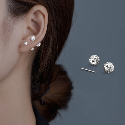 Anting untuk Wanita - Bola Frosted Silver Stainless Steel Anti Pudar | Aksesoris Perhiasan Hypoallergenic - 我的商店