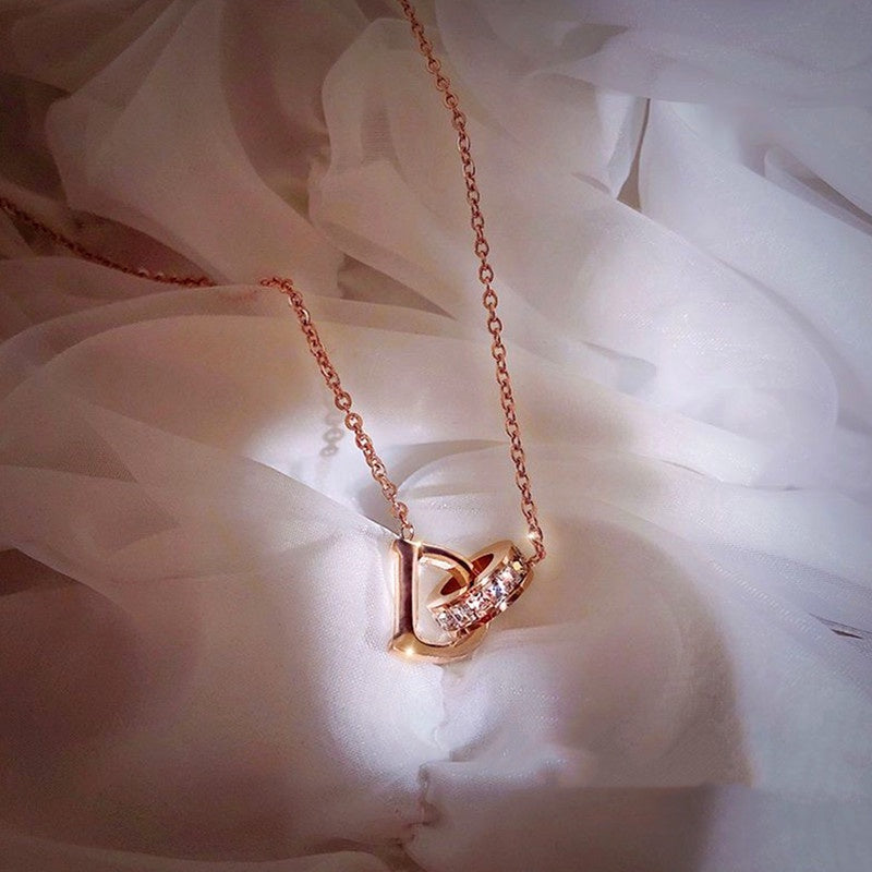 Kalung D Emas Wanita - Perhiasan Stainless Steel Elegan Anti Kusam, Aksesoris Fashion Trendy, Hadiah Spesial, Grosir Harga Terbaik - 我的商店