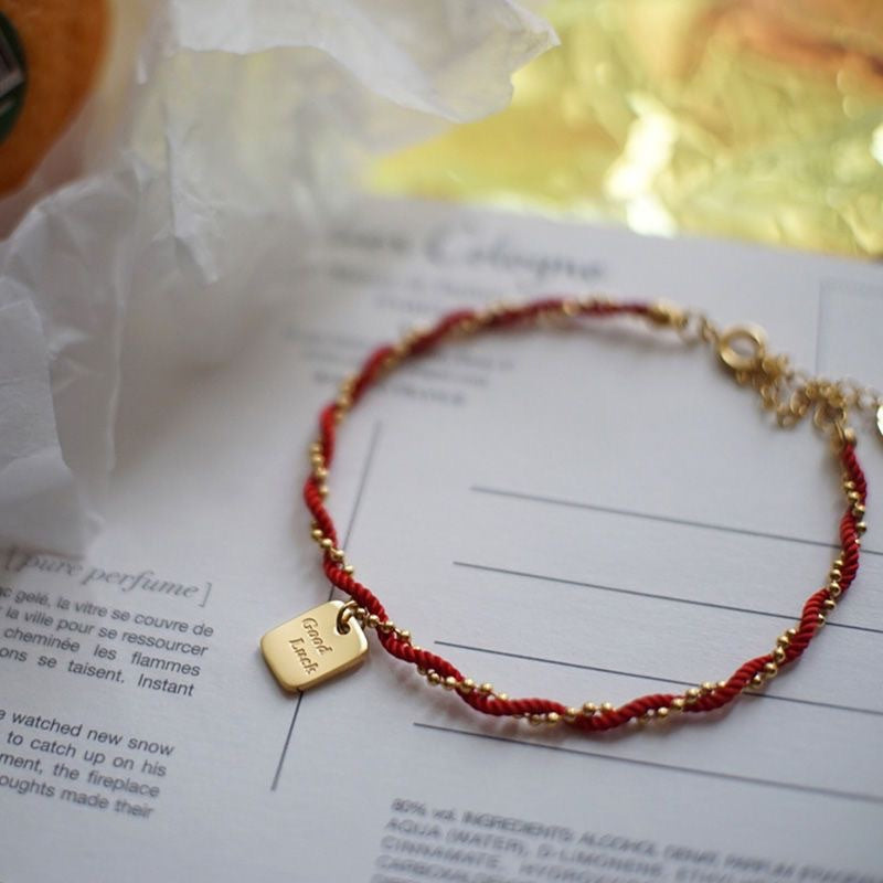 Gelang Pembawa Keberuntungan Wanita - Rantai Emas Stainless Steel Anti Kusam - 我的商店