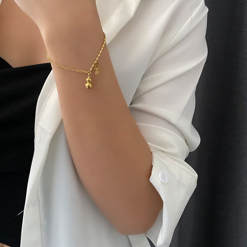 Gelang Wanita Liontin Labu Emas 18K - Simbol Keberuntungan, Elegan & Bermakna! - 我的商店