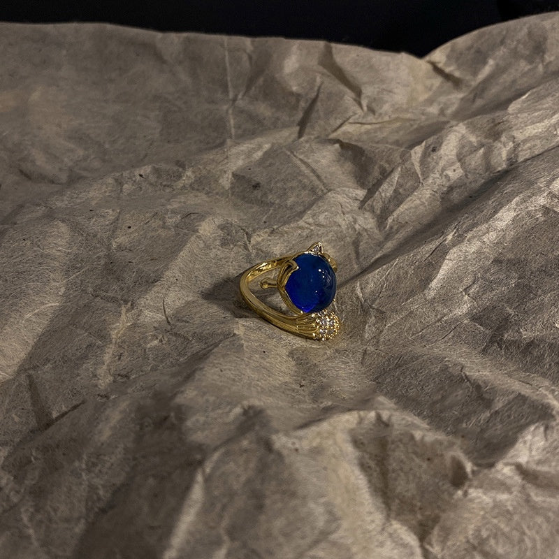 Cincin Stainless Steel Sensitif Suhu dengan Desain Rubah untuk Wanita - Aksesoris Anti Pudar | Perhiasan Hadiah Elegan - 我的商店