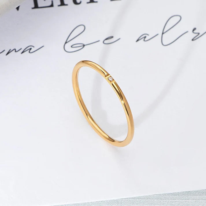 Cincin Berlian Tunggal untuk Wanita - Cincin Emas | Aksesoris Perhiasan Elegan - 我的商店