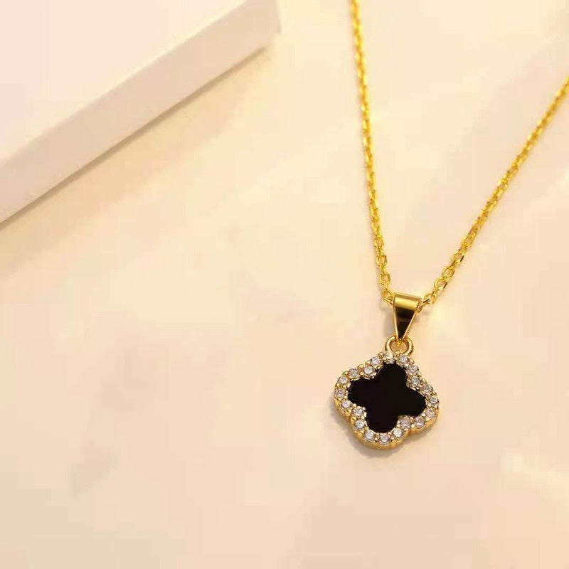 Grosir Kalung Wanita Stainless Steel Berliontin Daun Semanggi - Trendi & Tidak Kusam! - 我的商店