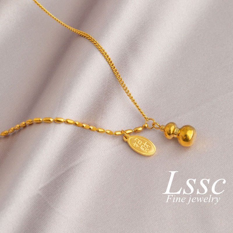 Kwintas Stainless Steel Necklace For Women Lucky Money Gourd Non Tarnish Chain Choker Accessories Jewelry - 我的商店