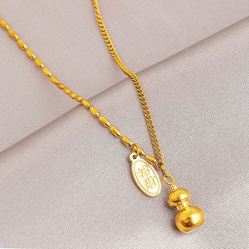 Kwintas Stainless Steel Necklace For Women Lucky Money Gourd Non Tarnish Chain Choker Accessories Jewelry - 我的商店