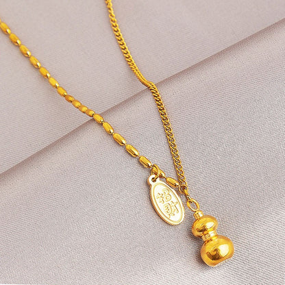 Kwintas Stainless Steel Necklace For Women Lucky Money Gourd Non Tarnish Chain Choker Accessories Jewelry - 我的商店