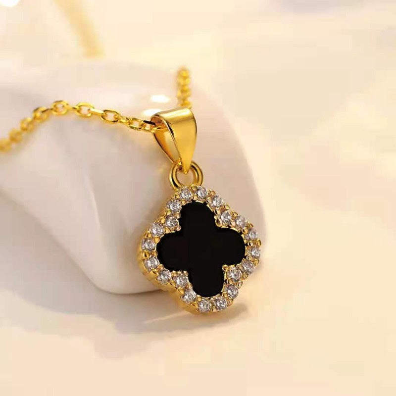 Grosir Kalung Wanita Stainless Steel Berliontin Daun Semanggi - Trendi & Tidak Kusam! - 我的商店