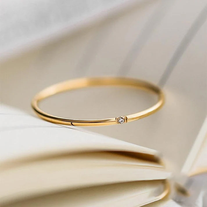 Cincin Berlian Tunggal untuk Wanita - Cincin Emas | Aksesoris Perhiasan Elegan - 我的商店