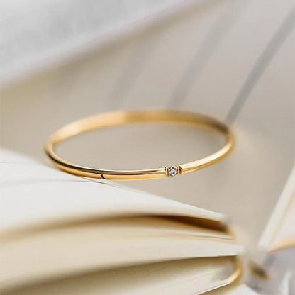Cincin Berlian Tunggal untuk Wanita - Cincin Emas | Aksesoris Perhiasan Elegan - 我的商店