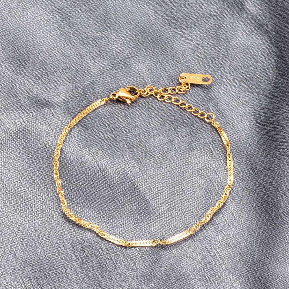 Kalung Rantai Emas Wanita - Stainless Steel Klasik Anti Kusam, Hadiah Elegan 我的商店