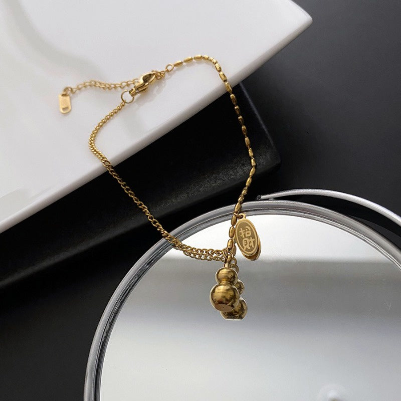 Gelang Wanita Liontin Labu Emas 18K - Simbol Keberuntungan, Elegan & Bermakna! - 我的商店