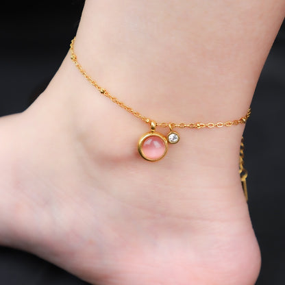 Gelang Kaki Mata Kucing Wanita - Stainless Steel Anti Kusam & Tidak Pudar, Hadiah Unik - 我的商店