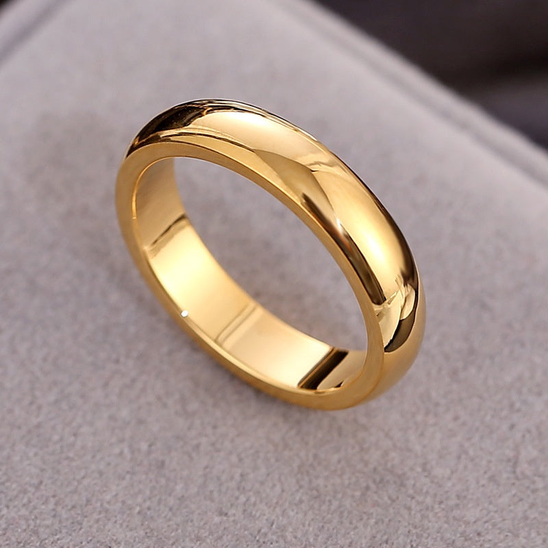 Cincin Dome untuk Wanita - Perhiasan Stainless Steel Lapisan Emas 18k | Aksesoris Pasangan Harian Murah dan Elegan - 我的商店
