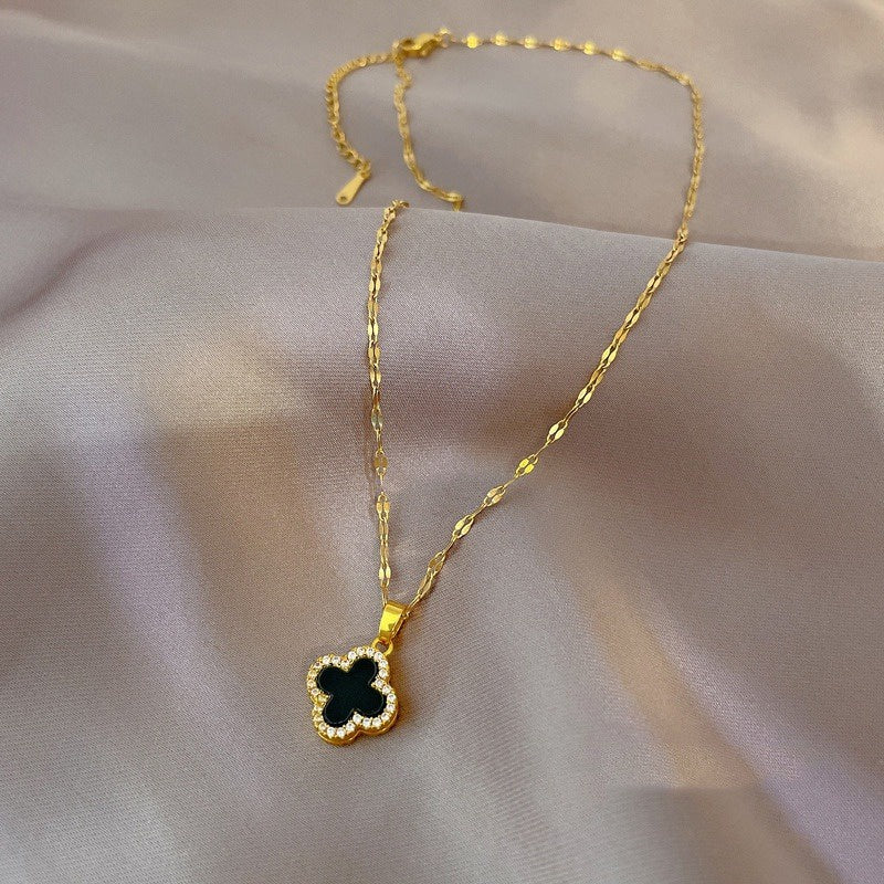 Grosir Kalung Wanita Stainless Steel Berliontin Daun Semanggi - Trendi & Tidak Kusam! - 我的商店