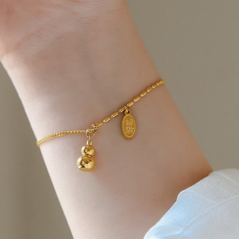 Gelang Wanita Liontin Labu Emas 18K - Simbol Keberuntungan, Elegan & Bermakna! - 我的商店