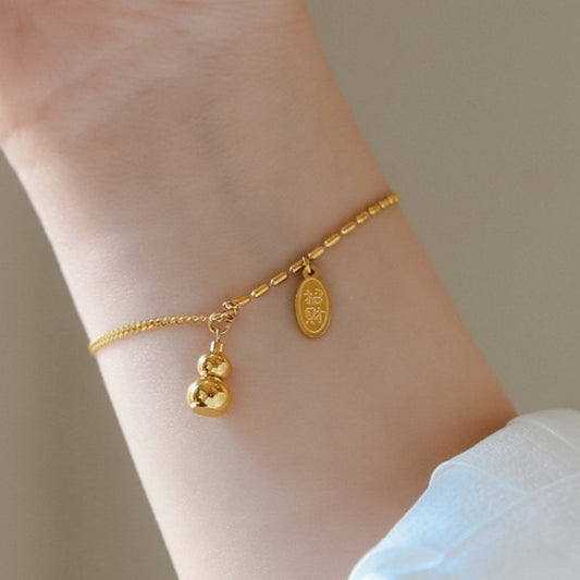 Gelang Wanita Liontin Labu Emas 18K - Simbol Keberuntungan, Elegan & Bermakna! - 我的商店