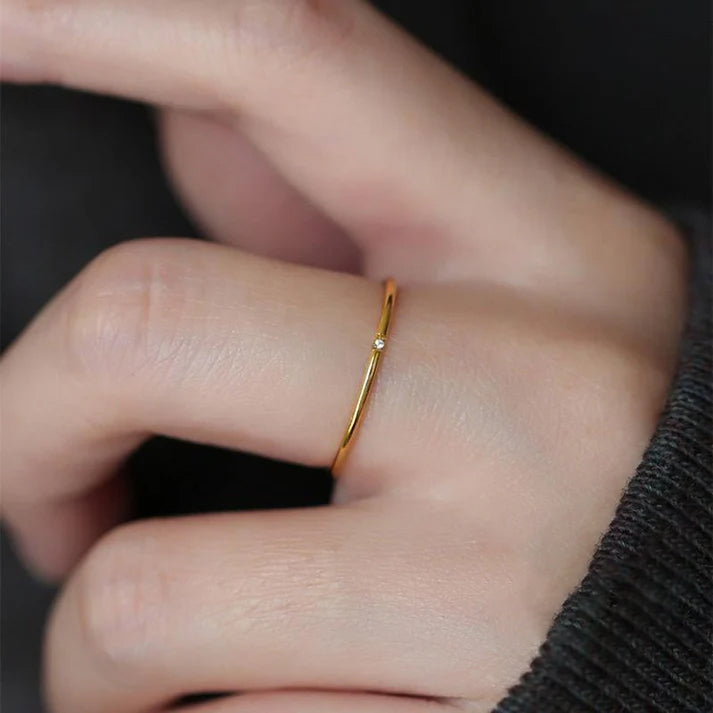 Cincin Berlian Tunggal untuk Wanita - Cincin Emas | Aksesoris Perhiasan Elegan - 我的商店