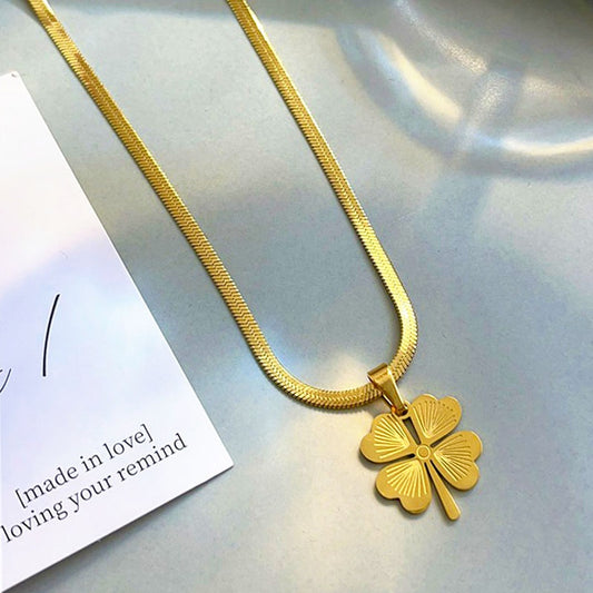 Kalung Gepeng  Four-leaf clover Keberuntungan Titanium Import Anti Karat Harga Grosir Bisa - 我的商店