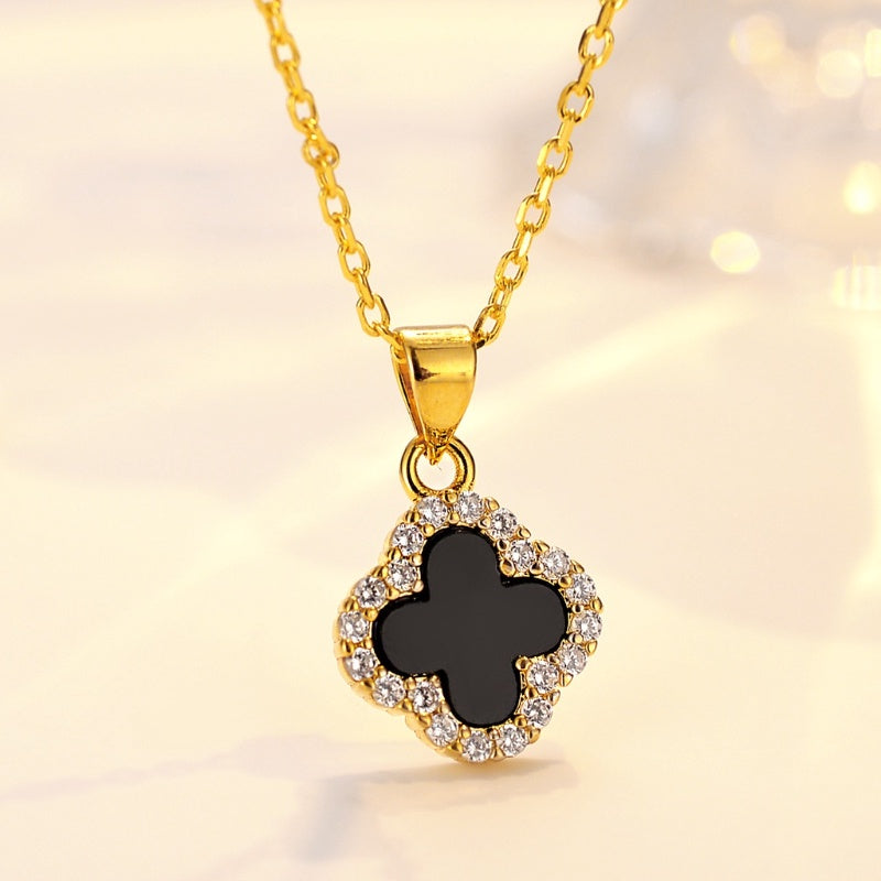 Grosir Kalung Wanita Stainless Steel Berliontin Daun Semanggi - Trendi & Tidak Kusam! - 我的商店