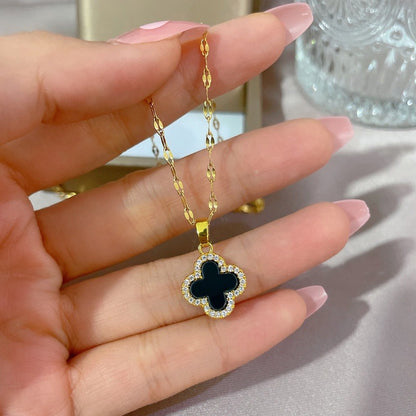 Grosir Kalung Wanita Stainless Steel Berliontin Daun Semanggi - Trendi & Tidak Kusam! - 我的商店