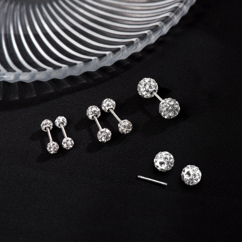 Anting untuk Wanita - Bola Frosted Silver Stainless Steel Anti Pudar | Aksesoris Perhiasan Hypoallergenic - 我的商店