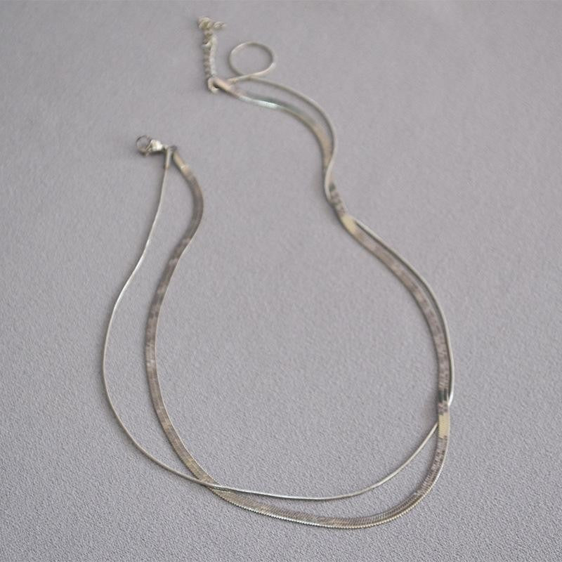 Kalung Wanita Double Layer Lapis Emas 18K - Stainless Steel, Elegan & Cocok untuk Prom dan Sehari-hari! - 我的商店
