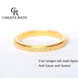 Cincin Titanium Wanita Anti Karat Asli Pasir Emas 18K Mewah Fashion Aksesoris Pasangan Ring