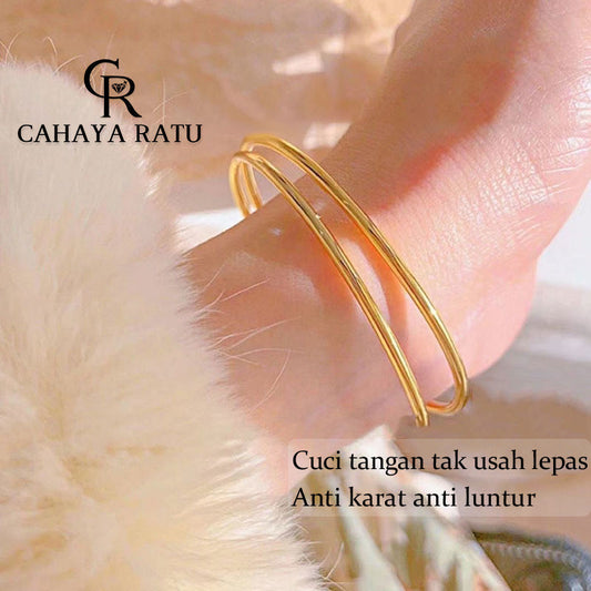 Grosir Gelang Titanium Wanita Anti Karat Emas 18K Aesthetic Korean Style Aksesoris Perempuan Bangle