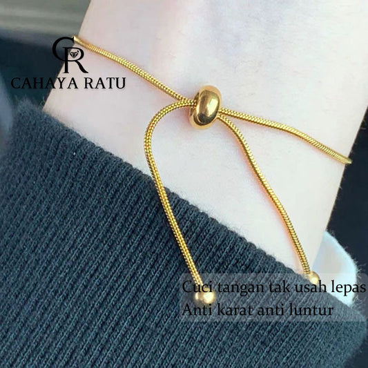 Grosir Gelang Serut Titanium Wanita Anti Karat Emas 18K Simple Cantik Korean Style Aksesoris Bracelet