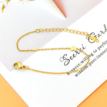 Gelang untuk Wanita dengan Pendant Hati Mini - Lucky Charm 2023 Anti Pudar | Perhiasan Hadiah Ulang Tahun - 我的商店