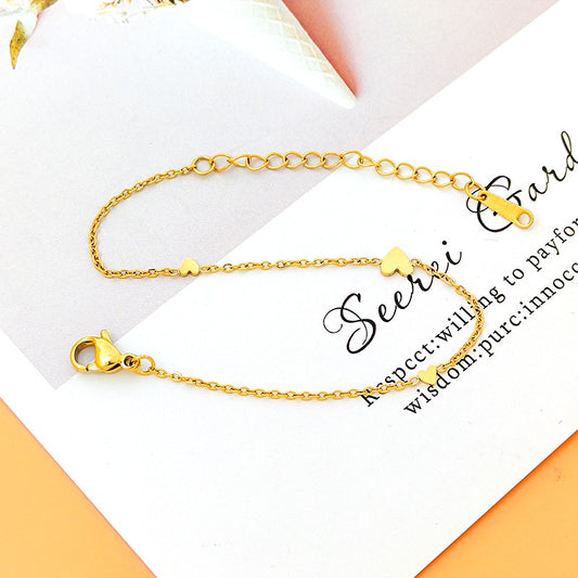 Gelang untuk Wanita dengan Pendant Hati Mini - Lucky Charm 2023 Anti Pudar | Perhiasan Hadiah Ulang Tahun - 我的商店
